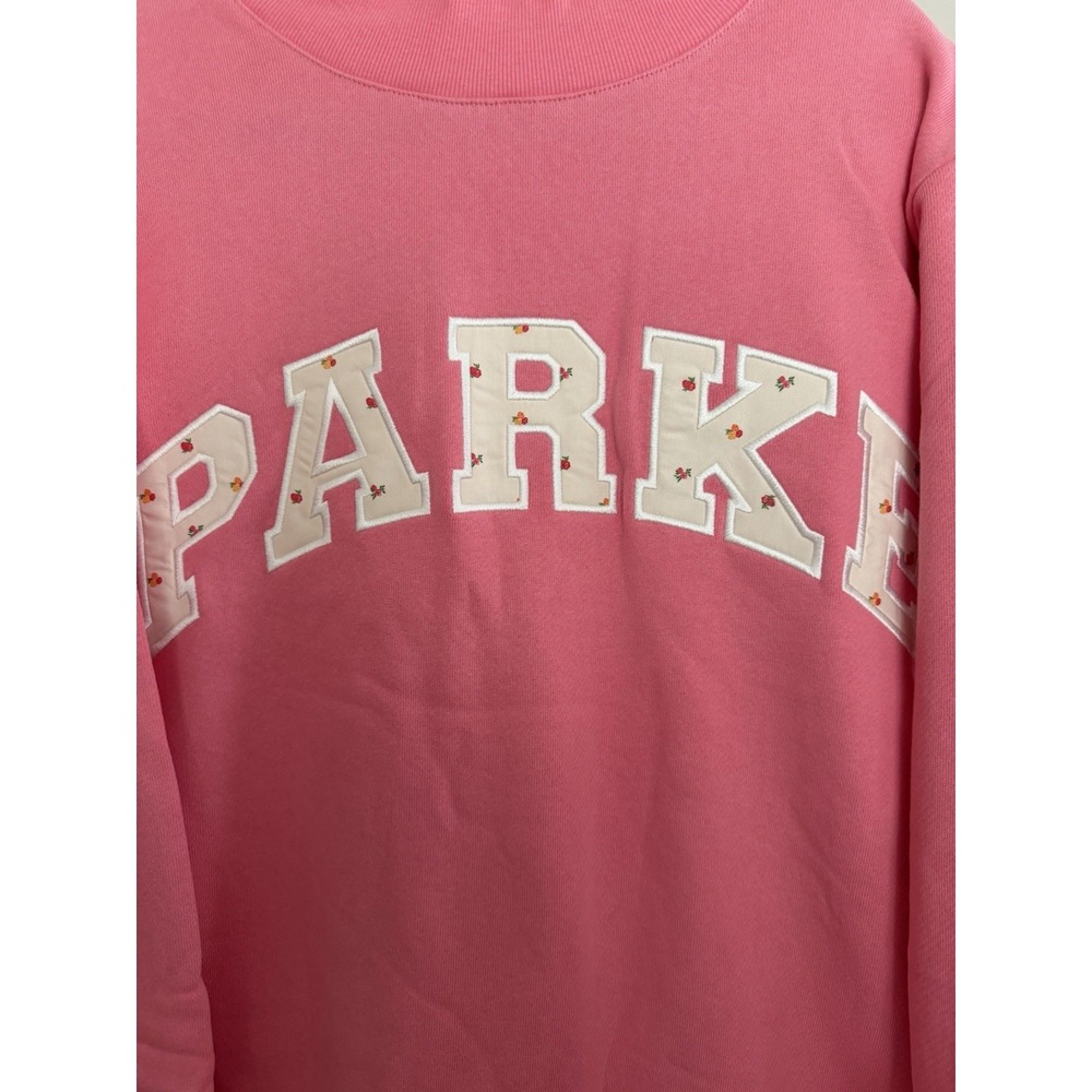 PARKE Varsity Mockneck Heritage Sweatshirt Bloom Sunset Floral Pink Size S/M - Picture 8 of 14